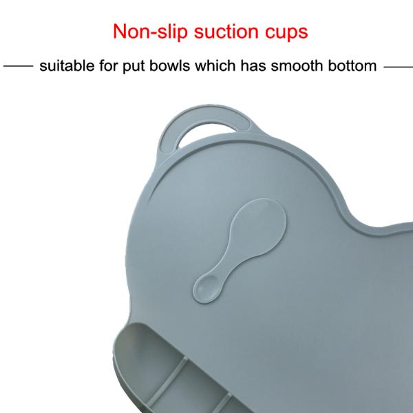 Soft FDA Food Grade Free Custom Shape Kids Dinner Plate Silicone Baby Placemat