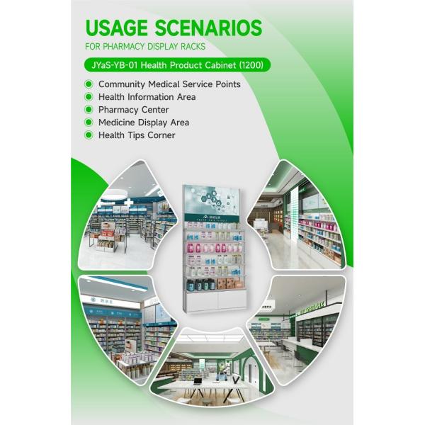 JYaS-YB-01 Professional Medical Style Health Supplement Cabinet with White Over-oiled Board and Aluminum Price Tag Slot