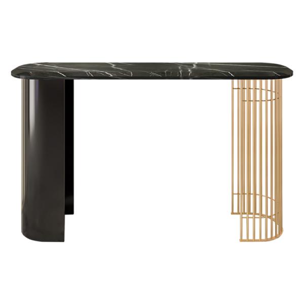 Quality Iron And Stainless Steel Black Console Table With Marble Top for sale