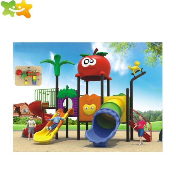 Galvanized Pipe Plastic Playground Equipment Outdoor Kid Slide With Swing