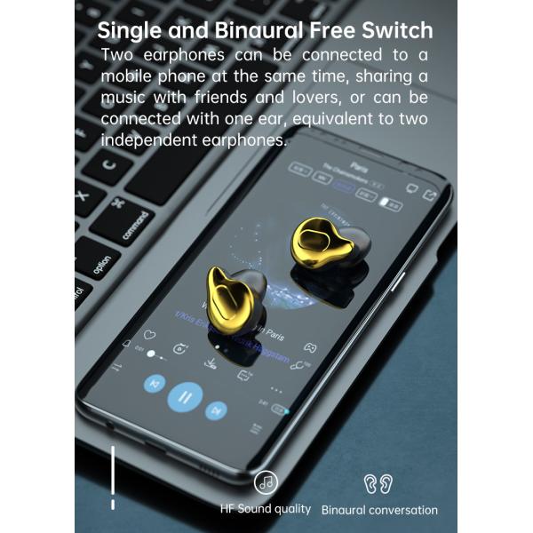 FCC IPX7 Wireless Bluetooth Earbuds HiFi Stereo Sound 3.7V 2000mAh