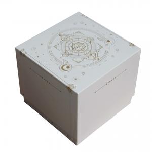 China Customizable White Rigid Candle Box Golden Foil Stamping White Foam Insert wholesale