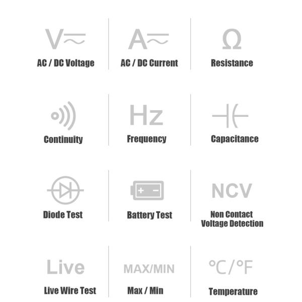 Habotest LCD Display Multimeter Digital Backlight AC DC Ammeter Voltmeter Ohm Hz T-RMS Battery Tester 6000 Counts HT118C