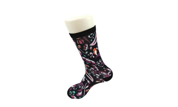 Quality Slip Resistant Black 3D Printed Socks With Long White Gloss Elasticity Comfortable for sale