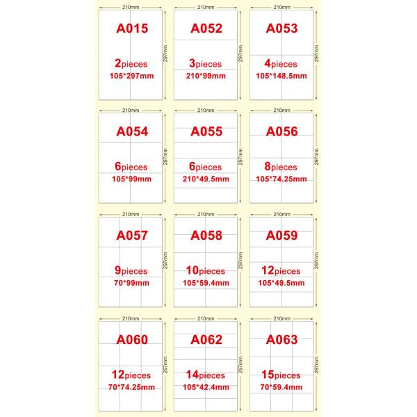 A4 80gsm Self Adhesive Label Sticker Paper For Printers Customized