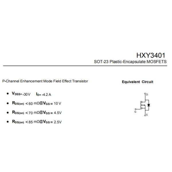 HXY3401 Mosfet Power Transistor