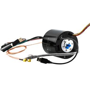 Hybrid Slip Ring Transferring HF, USB and Ethernet Signal with Solid Shaft