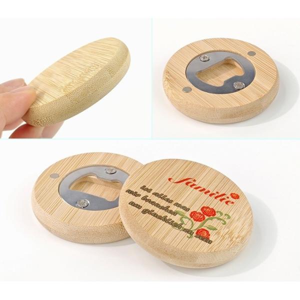 Blank Round Sublimation Wooden Magnetic Beer Bottle Opener