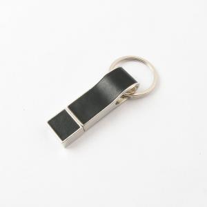 China Black Leather USB Flash Drive With Key Ring Good Make Logo Fast Speed USB 2.0 And 3.0 wholesale