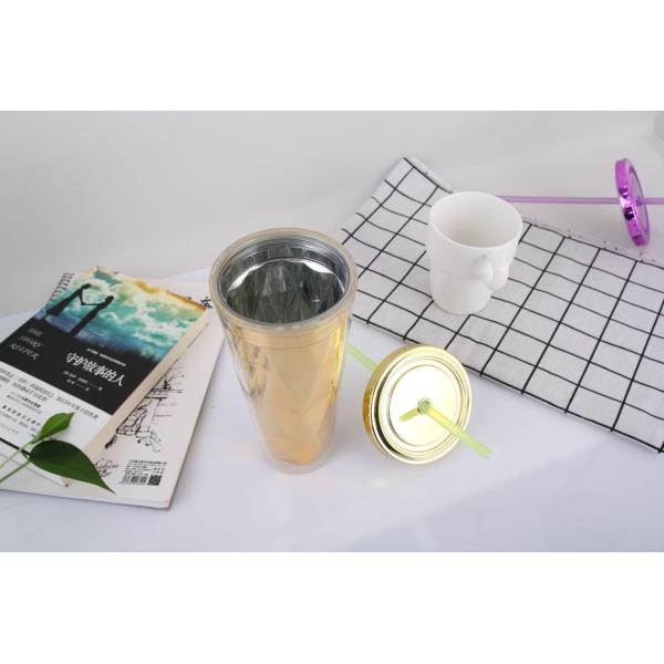 650ml Double-Layer Electroplated Plastic Straw Cup Summer With Lid Transparent Water Cup Creative Juice Cup