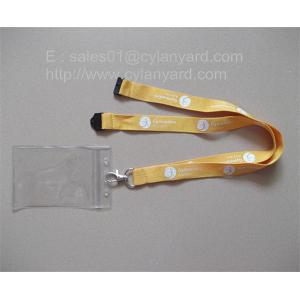 China Discount plastic badge holder lanyard with plastic breakaway, polyester ribbon, wholesale