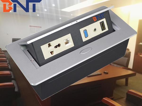 Quality air support push pop up desktop power socket/ concealed electric socket box for furniture/ office table socket box for sale