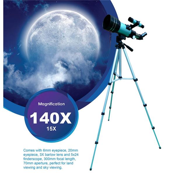 70mm Aperture 300mm Astronomy Refractor Telescope For Stargazing