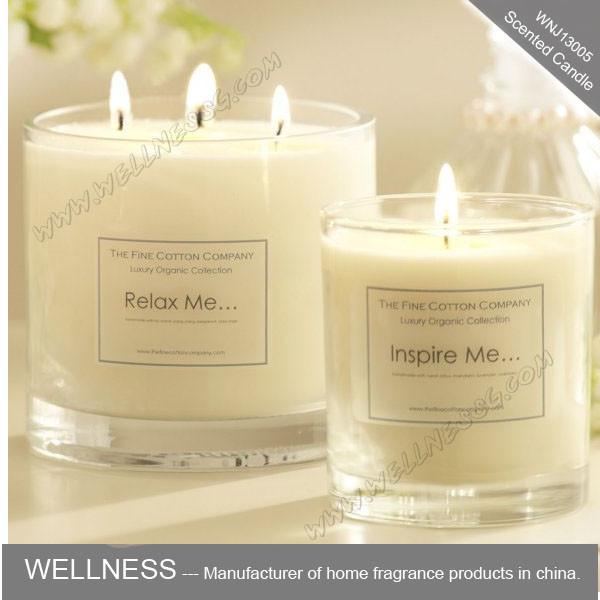 Quality scented three cotton wick soy wax candle in clear glass jar  with gift box for sale