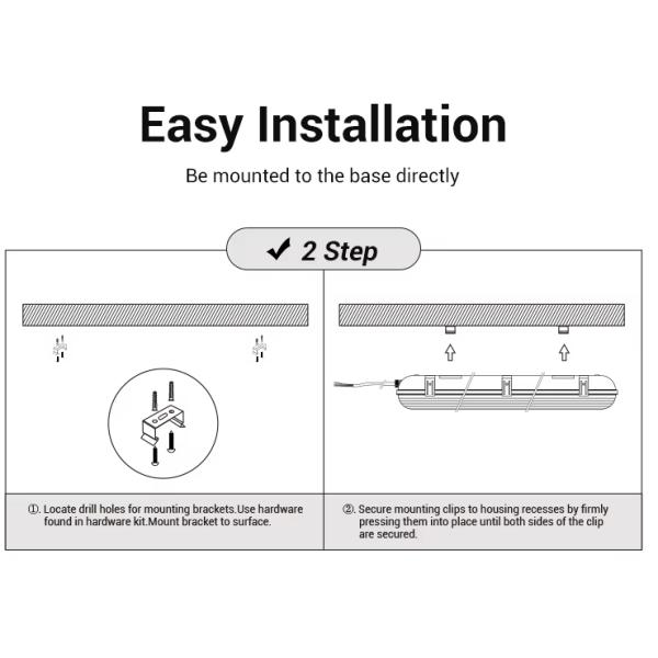 4ft CCT Changed Waterproof Beam Lights Ip65 led linear vapor proof luminaire tr-iproof lamp