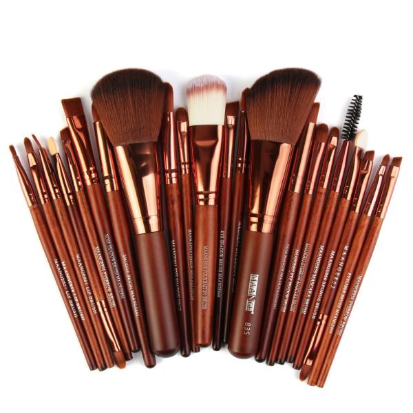 lWholesale 22 Pieces Brown Color Makeup Brushes Fan Brush Best Make up Brushes