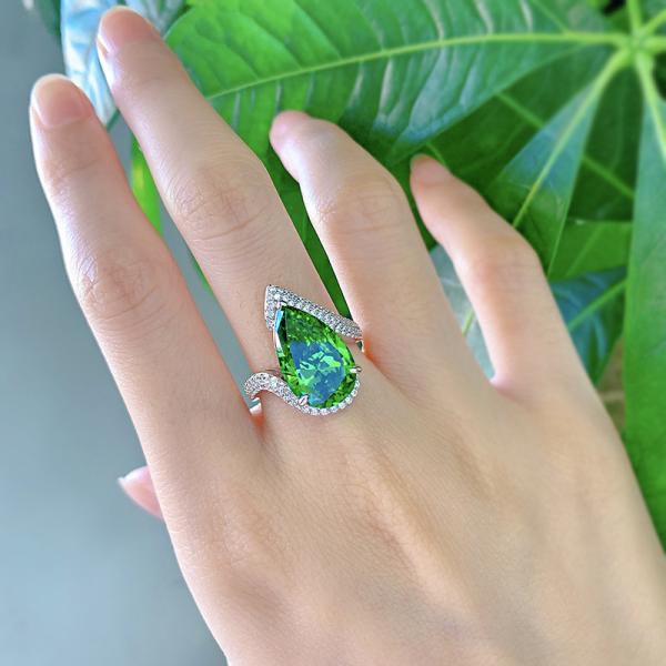 Luxury Emerald CZ Diamond Rings Real 925 Sterling Silver Handmade Jewelry for Women