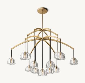 Polished Brass Crystal Contemporary Ceiling Chandeliers Hardwired