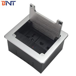 Clamshell hidden table mounted socket box for office table