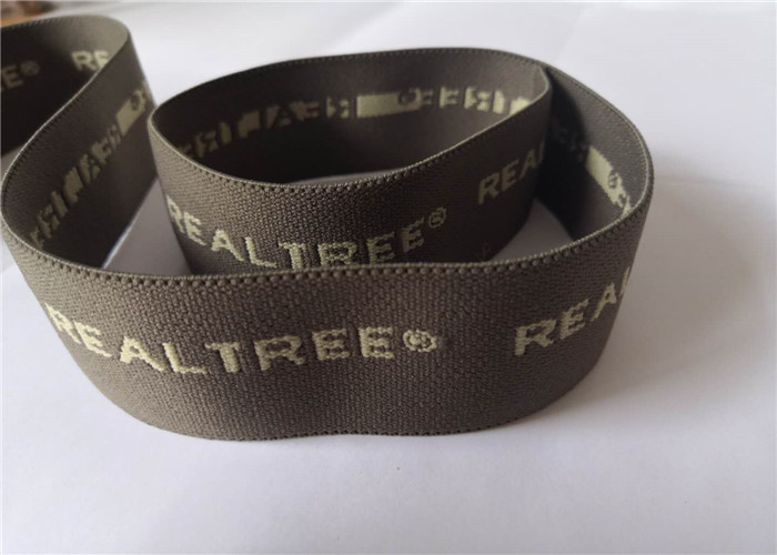 China 4cm MI Word on Gray Jacquard Elastic Webbing wholesale
