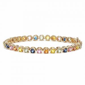 China New design 925 Sterling Silver Oval Multi Color Cubic Zirconia CZ Fashion Tennis Bracelet for Women wholesale