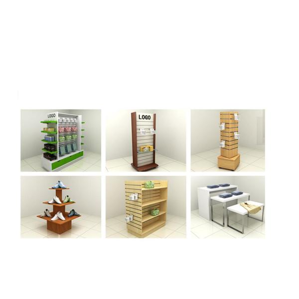 Freestanding MDF Wood Slatwall Display Stand , Store Slatwall Display Fixtures