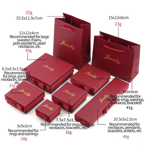 Red Bow Specialty Hard Paper Necklace Bracelet Watch Jewelry Packing Boxes for Gift Presentation
