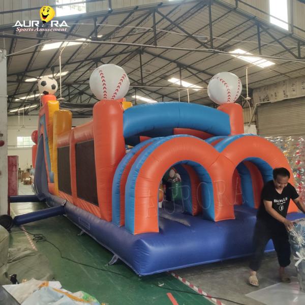PVC Tarpaulin Inflatable Obstacle Course , Outdoor Play Blow Up Assault Course OEM