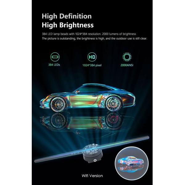 HDFocus 42cm 16gb Card Holographic Hologram Advertising Led Fan Display 3d Hologram Fan for Online Retailers