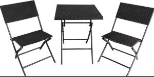 China Plastic Rattan Garden Folding Table And Chairs Steel Structure on sale