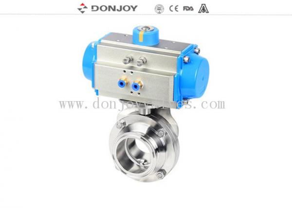 Quality Sanitary 10" Pneumatic Butterfly Valves With Double acting Aluminum Actuator Stainless Steel 304 316L for sale
