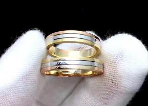 China Prong Setting 3 Colour Gold Ring , 18k Gold Wedding Band OEM ODM wholesale