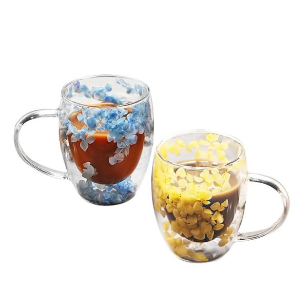 Bulk 350ml Flower Coffee Mugs & Glass Cups | Wholesale Custom Logo Heatproof BPA-Free Business Gifts