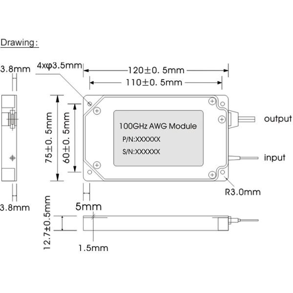 Customized Athermal AWG Dwdm Mux Demux Module 40CH 100GHz Flat Top