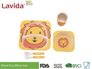China Shatter Proof Bamboo Childrens Dinner Set , BPA Free 5 Pieces Bamboo Fibre Kids Set wholesale