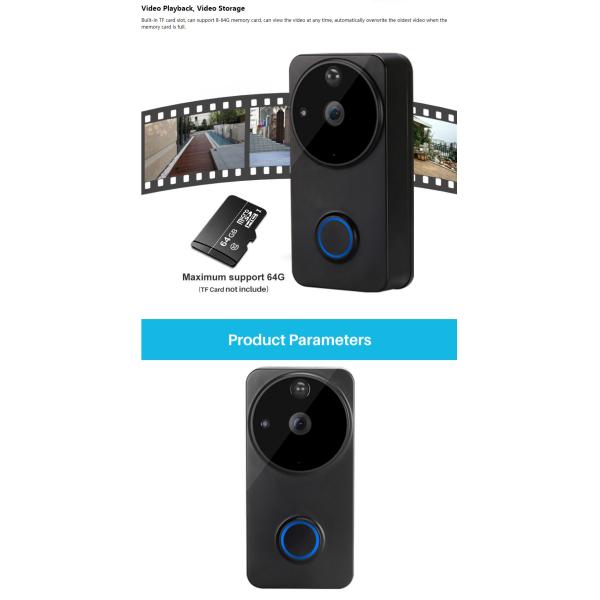 ABS Smart Home Wireless Doorbell 1080P Smart Camera Doorbell 2-Way Motion Detector