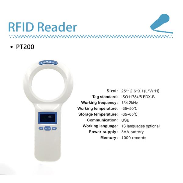 USB Handheld RFID Microchip Reader For Pet