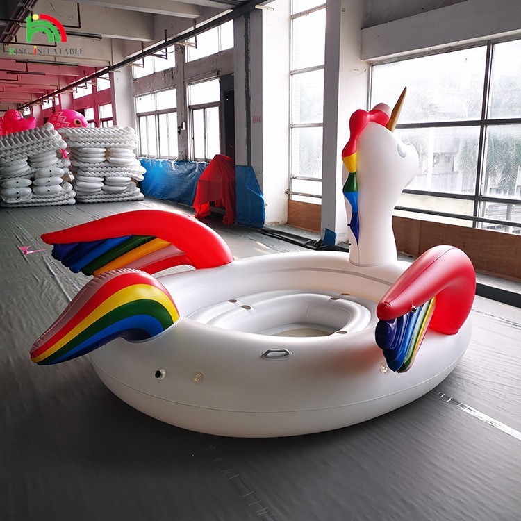 6 Person Inflatable Unicorn Water Mount Sea Lake Pool Float Water Toy Giant Unicorn Inflatable Floating Bed for Water Party