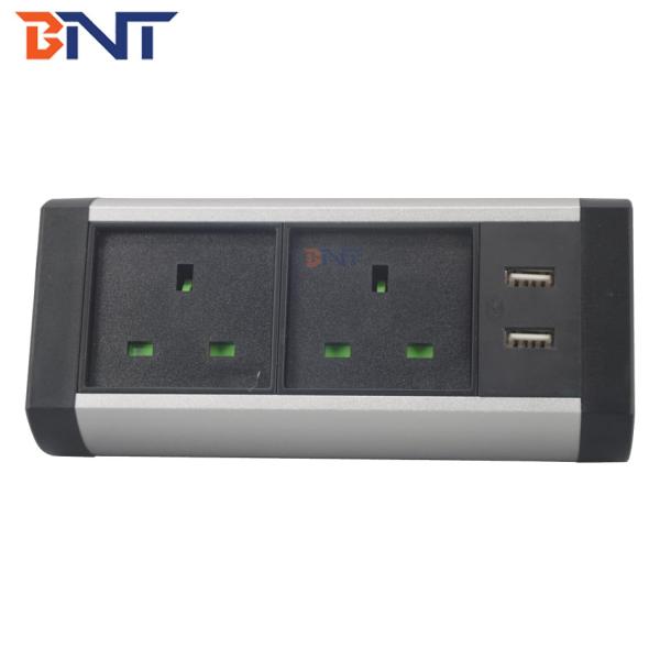 Horizontal column multimedia clamp on desk power socket box