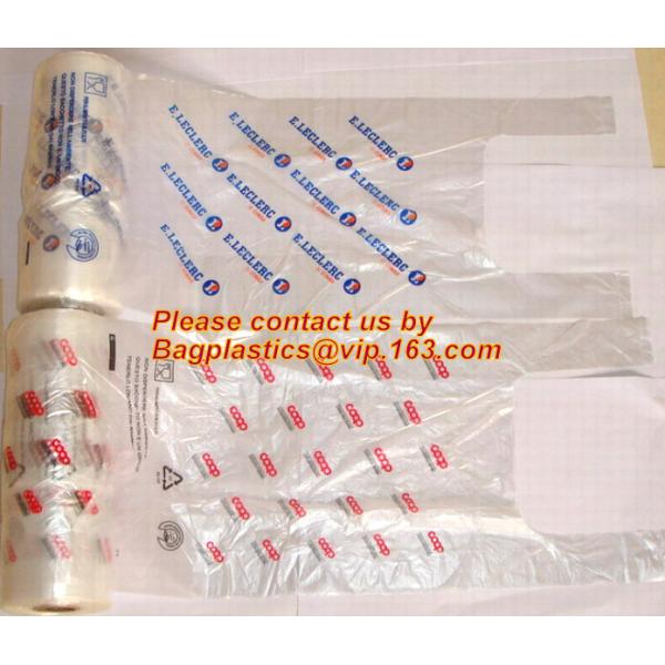 Biodegradable Bags With Handles, Eco Friendly Thank You Grocery Bags T-Shirt Reusable And Disposable Grocery Bags