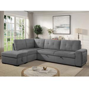China L-Shaped Sectional Sleeper Sofa with Pull-Out Bed and Storage, Graphite Fabric wholesale