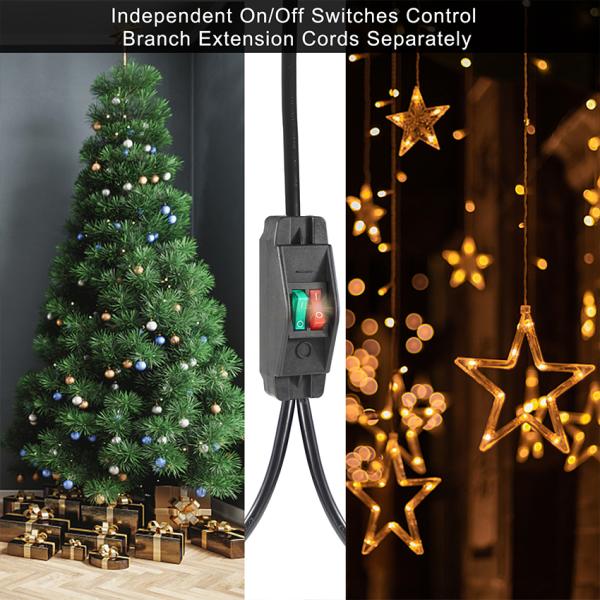 2ft NEMA 5-15P to 2 NEMA 5-15R Power Splitter Cord with Switch