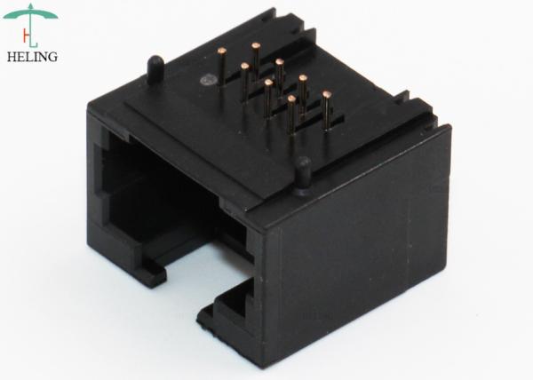 Quality Unshielded Black 8P8C RJ45 Modular Connector Ethernet Jacks For PC Card Without LED for sale