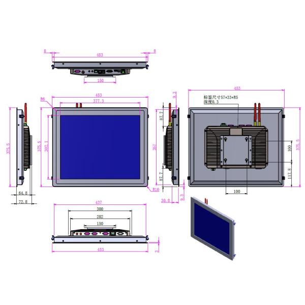 19 Inch Capacitive Industrial Touch Screen Panel PC Support 6V To 36V Wide Voltage Input