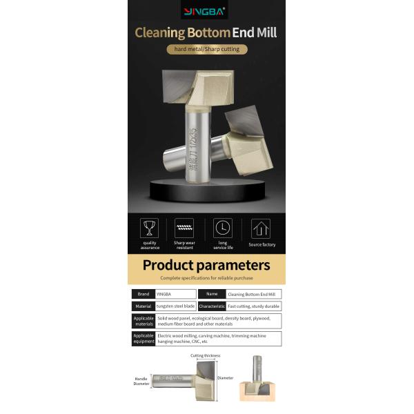 YINGBA Cleaning Bottom Router Bits Cnc Cleaning Bottom Surfacing Bits End Mill for Wood Router Bits