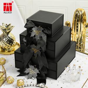China Custom Closure Folding Black Foldable Packaging Cardboard Magnetic Gift Box on sale