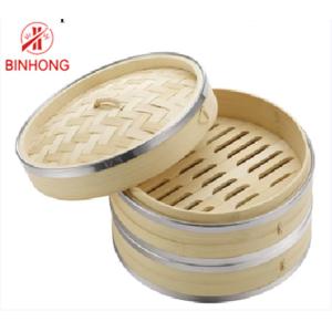 Durable SS Edge 18cm Bamboo Steamer Basket