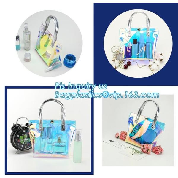 Women makeup organizer travel toiletry bags/ transparent PVC cosmetic, bag with cotton binding, makeup bag pvc cosmetic