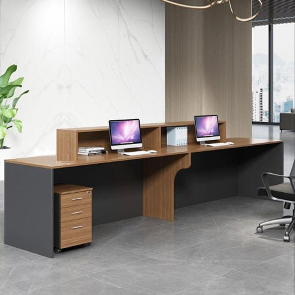 2.4M Office Reception Desk Grey Wooden Hotel Front Desk Counter