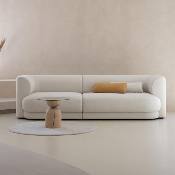 Quality Apartment Sectional Fabric Cloth Sofa Set Ergonomic White Gray for sale
